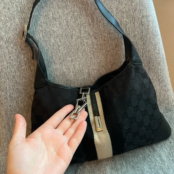 Gucci jackie sherry line GG canvas leather hang shoulder bag - Picture 3 of 13